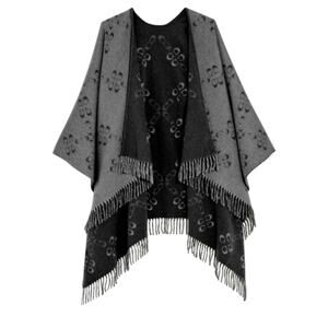 COACH WOOL PONCHO REVERSIBLE SIGNATURE MONOGRAM CAPE IN BLACK & GRAY VERY RARE!